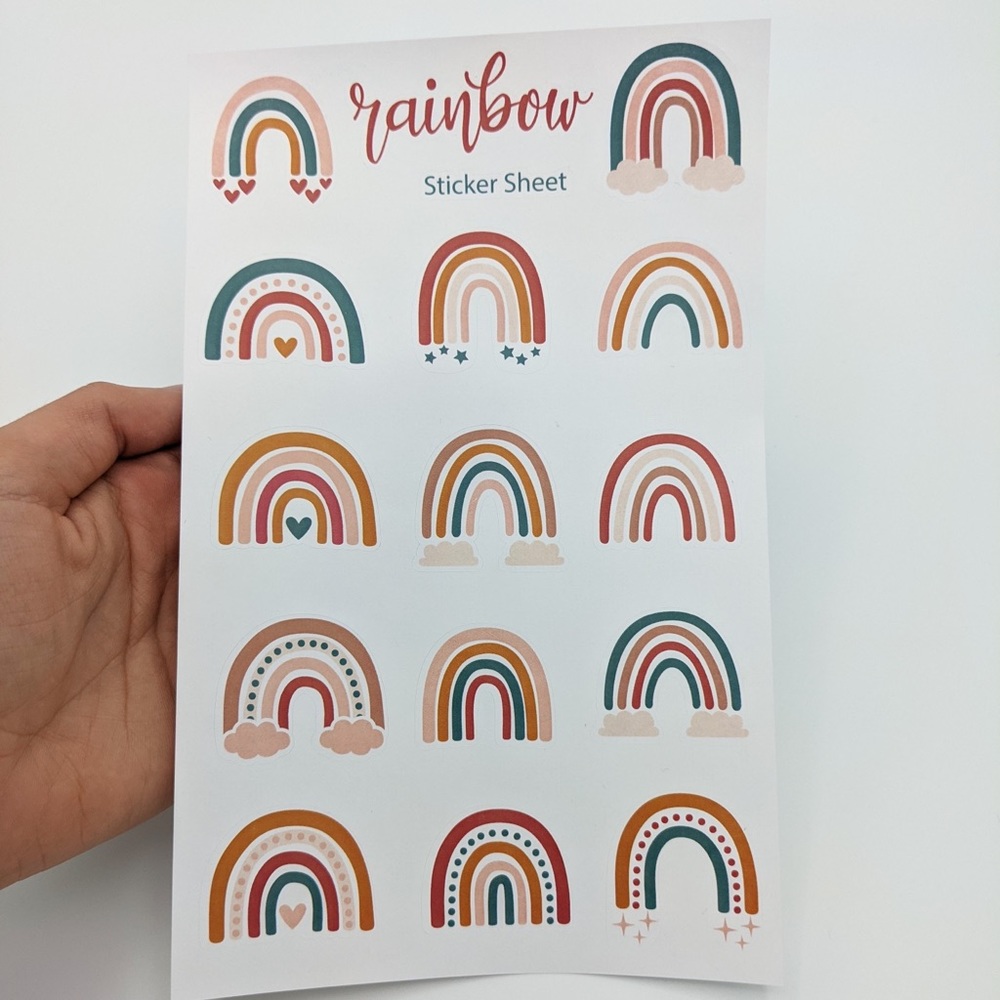 Boho Rainbow Sticker Sheet | for Journal, Planner